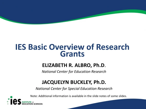 IES Basic Overview of Research Grants
