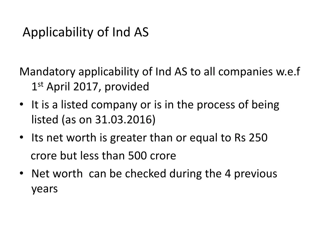 applicability of ind as mandatory applicability