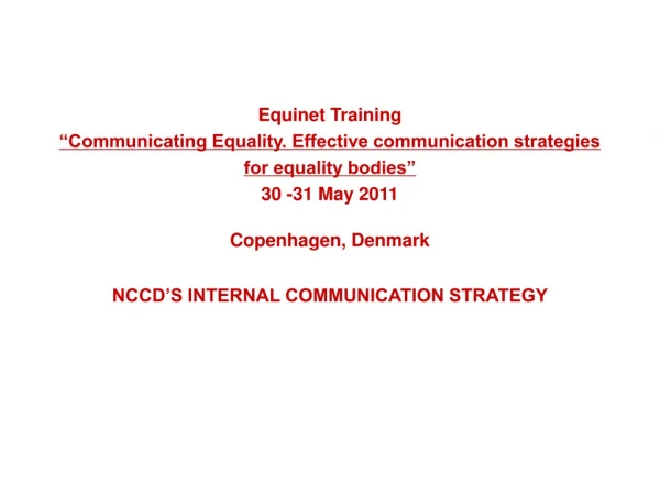 NCCD’S INTERNAL COMMUNICATION STRATEGY