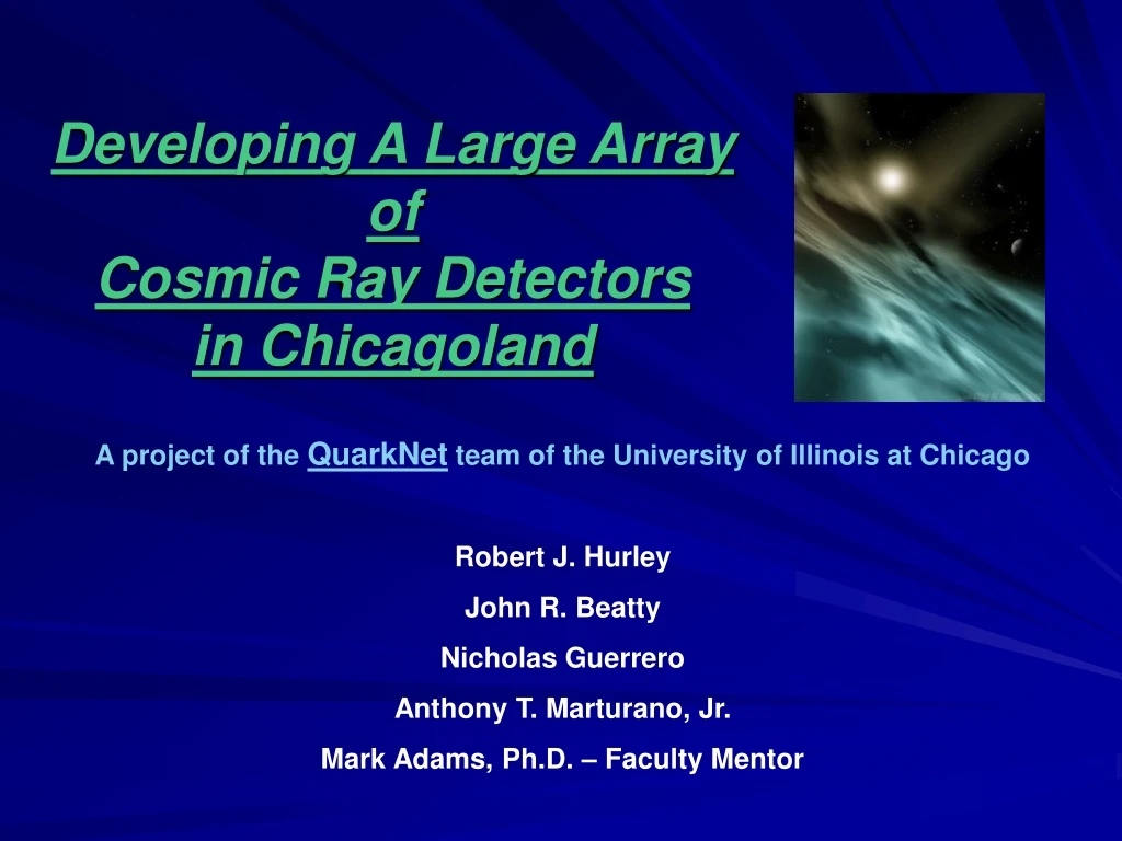 developing a large array of cosmic ray detectors