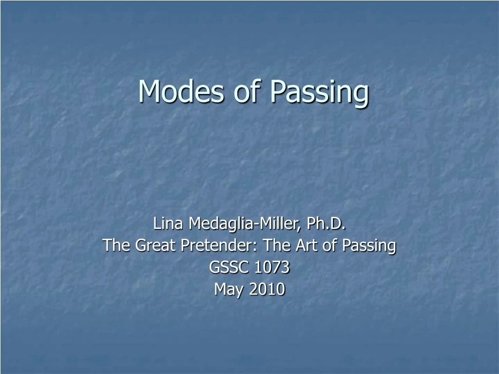 modes of passing