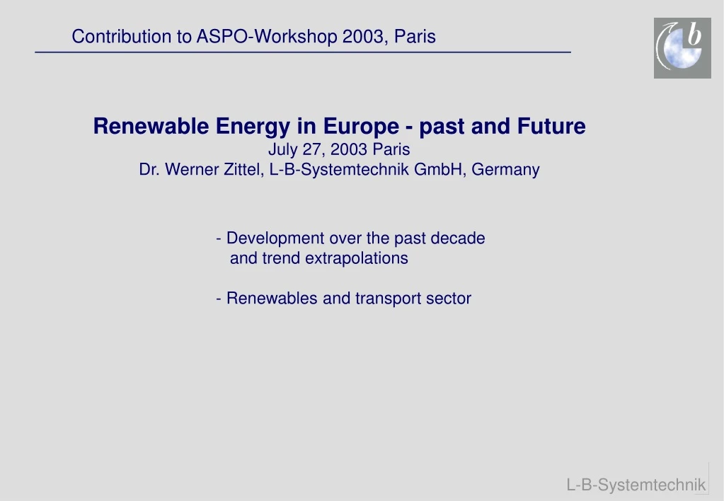 contribution to aspo workshop 2003 paris