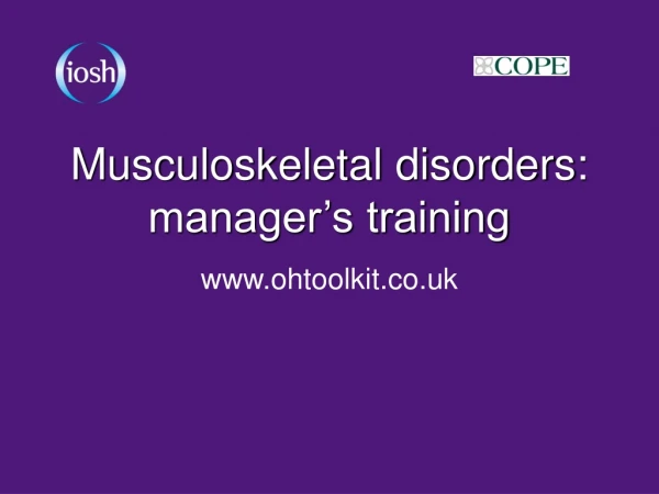 Musculoskeletal disorders: manager’s training