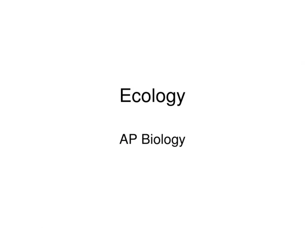 Ecology