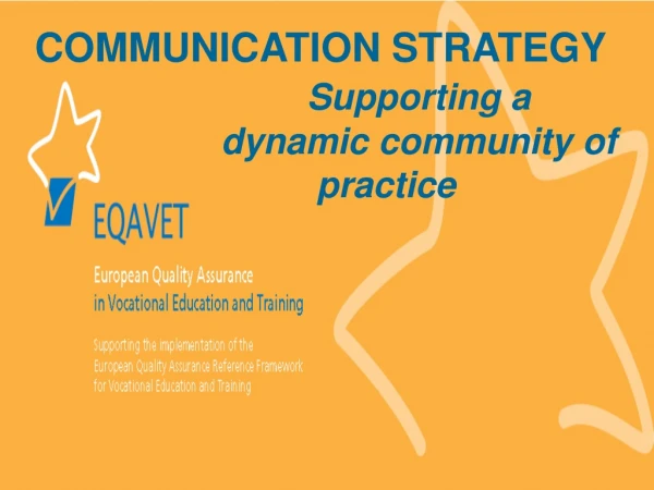 COMMUNICATION STRATEGY Supporting a  			dynamic community of  		practice