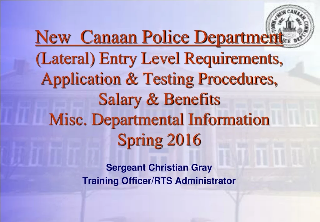 new canaan police department lateral entry level