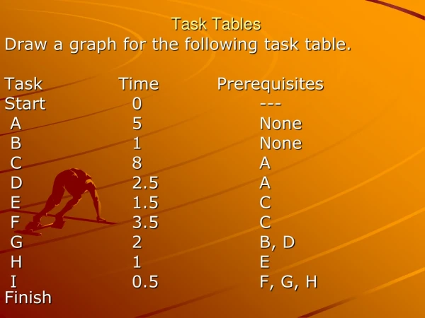 Task Tables
