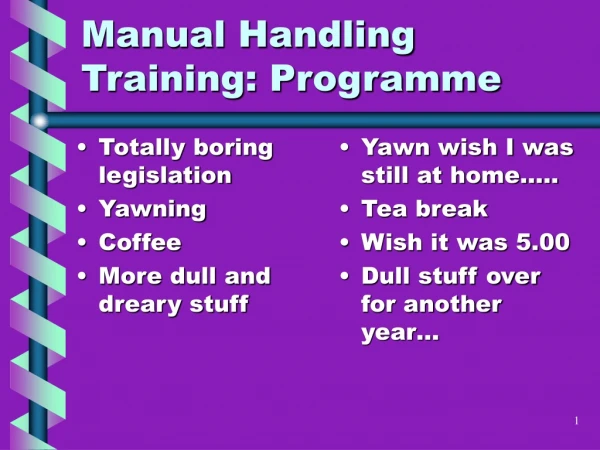 Manual Handling Training: Programme