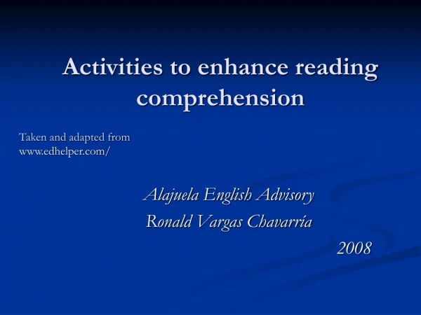 Activities to enhance reading comprehension