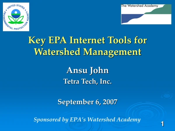 Key EPA Internet Tools for Watershed Management