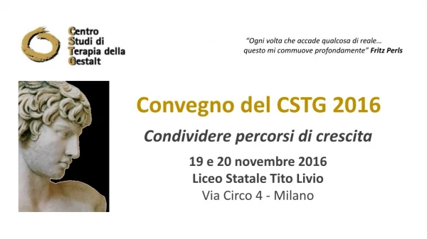 Convegno del CSTG  2016 Condividere percorsi di crescita  19 e 20 novembre 2016
