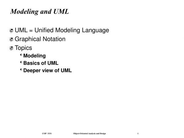 Modeling and UML