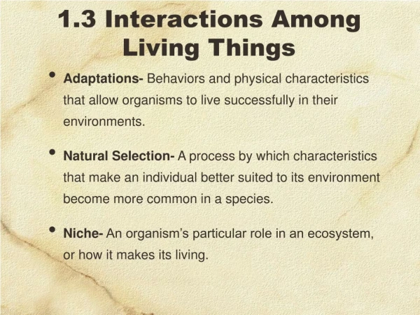 1.3 Interactions Among Living Things