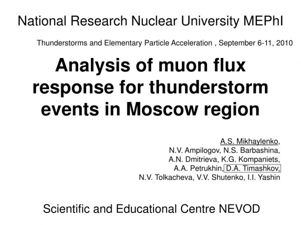 Analysis of muon flux response for thunderstorm events in Moscow region