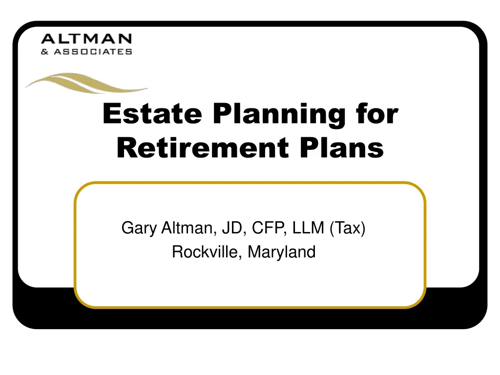 estate planning for retirement plans