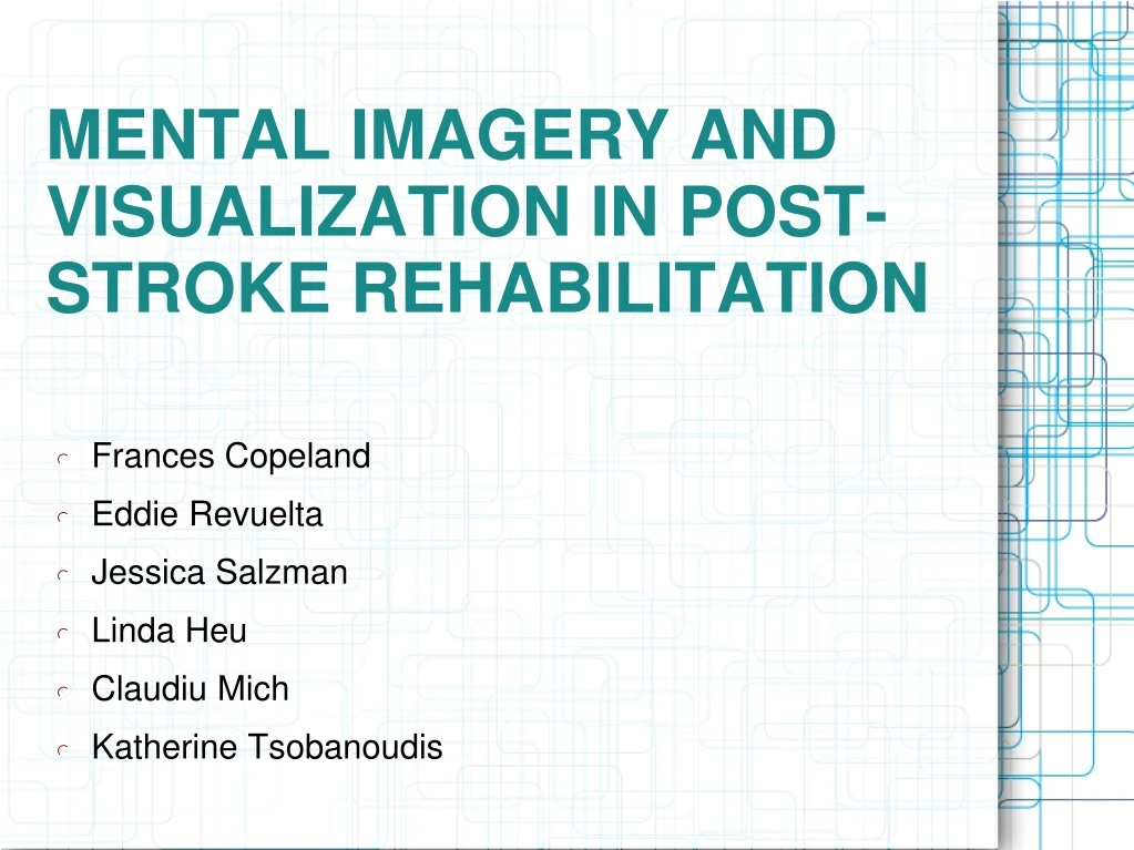 mental imagery and visualization in post stroke rehabilitation
