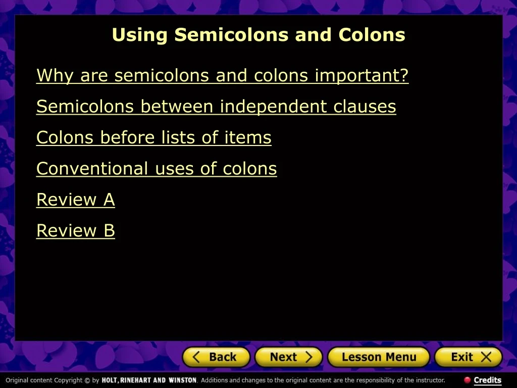 using semicolons and colons