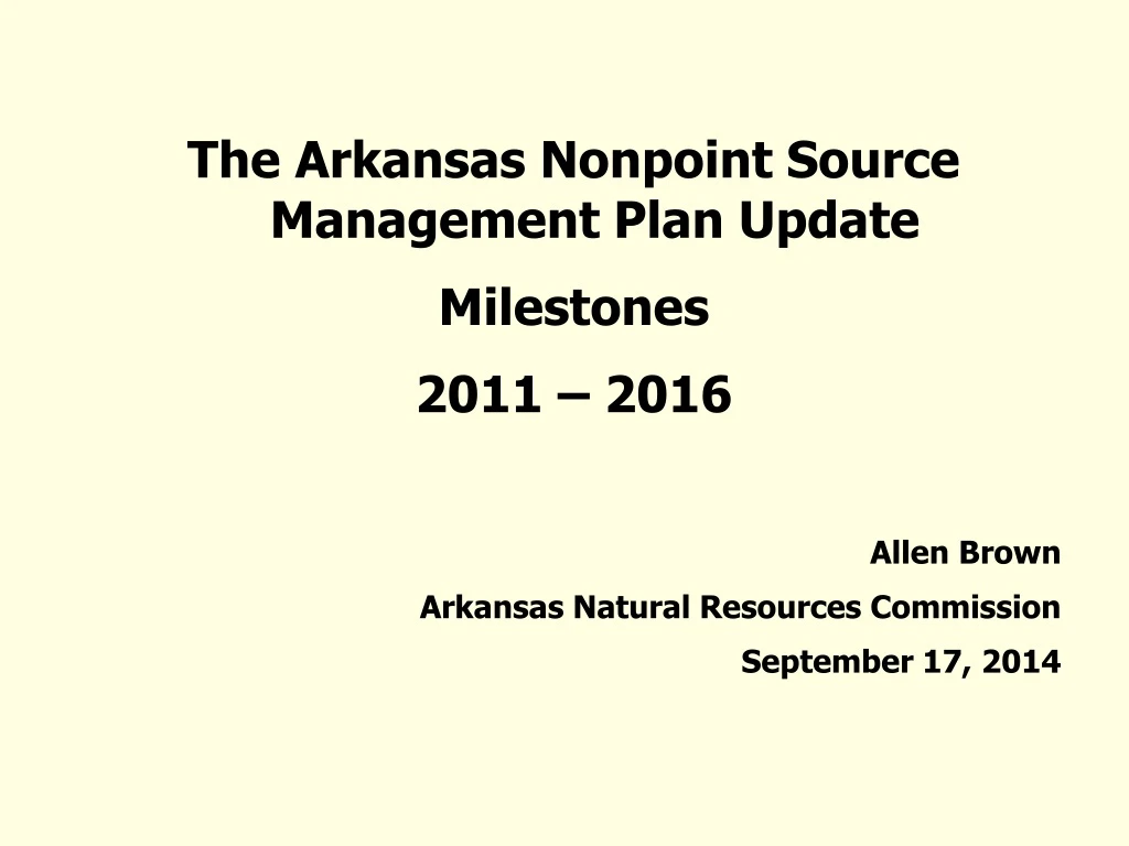 the arkansas nonpoint source management plan