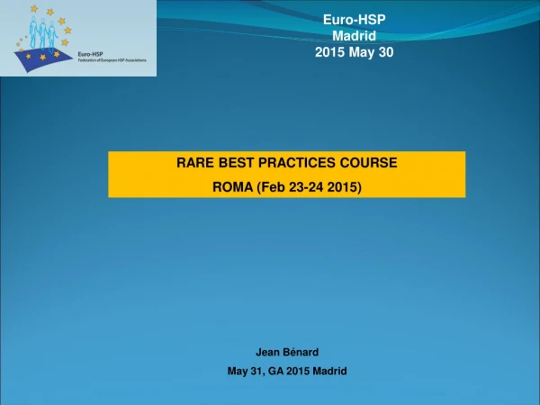 RARE BEST PRACTICES COURSE  ROMA (Feb 23-24 2015)