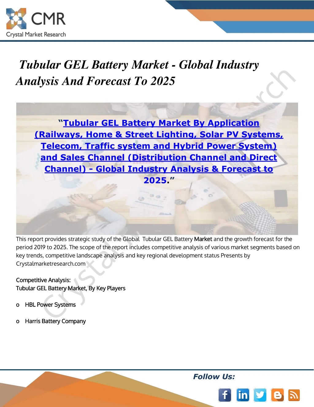 tubular gel battery market global industry