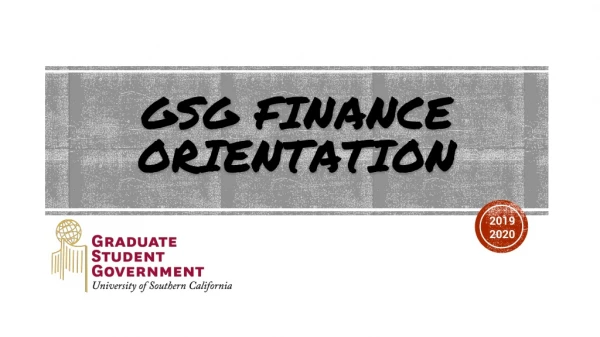 GSG FINANCE  ORIENTATION
