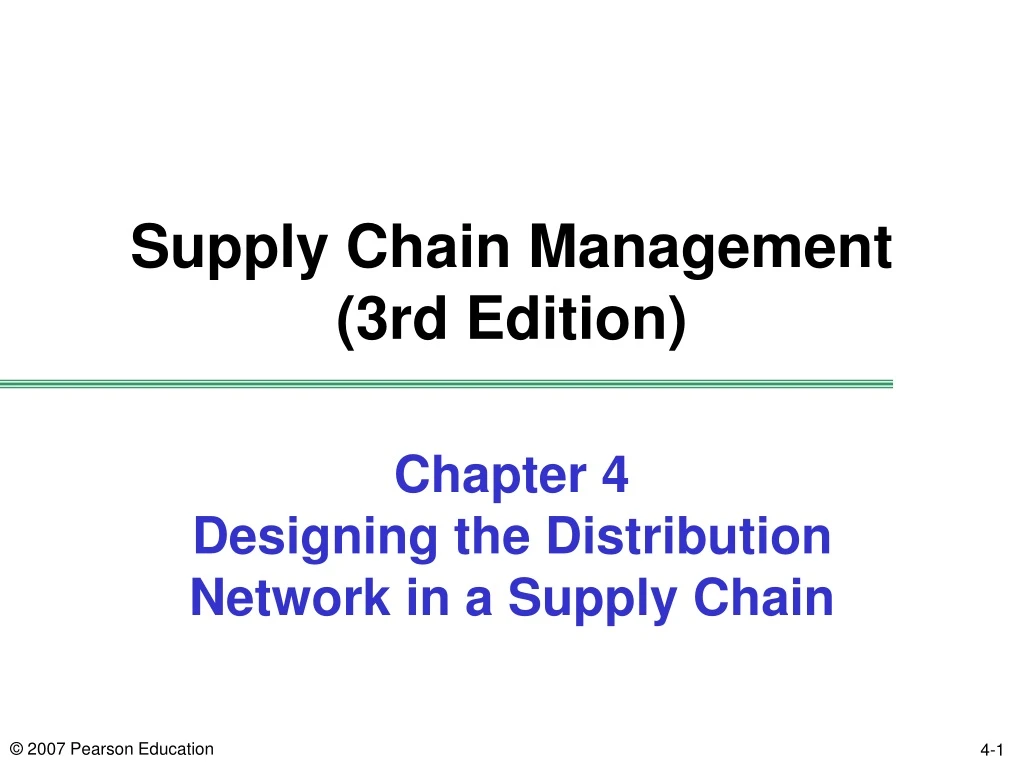 chapter 4 designing the distribution network in a supply chain