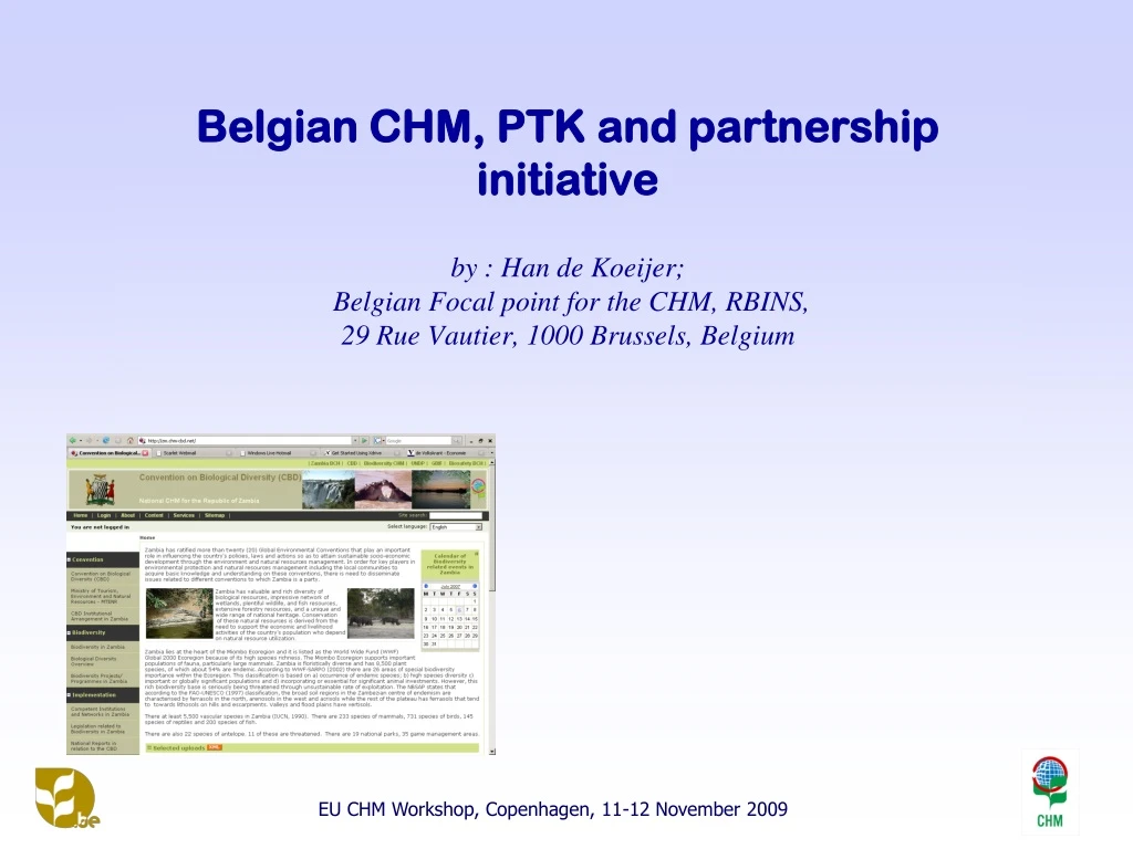 belgian chm ptk and partnership initiative