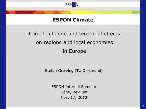 Climate change and territorial effects  on regions and local economies in Europe