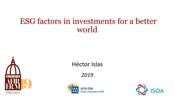 ESG factors in investments for a better world