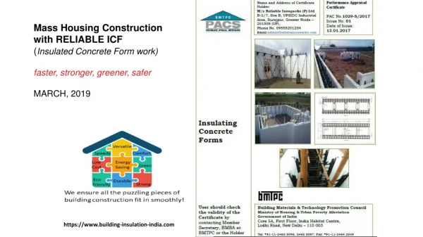 Mass Housing Construction with RELIABLE  ICF ( Insulated Concrete Form work)