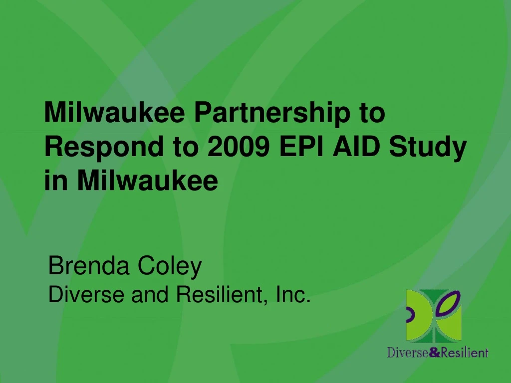 milwaukee partnership to respond to 2009 epi aid study in milwaukee