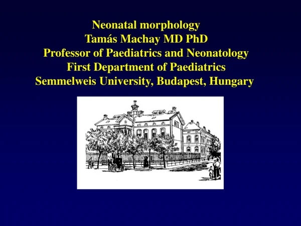 Neonatal morphology Tamás Machay MD PhD Professor of Paediatrics and Neonatology