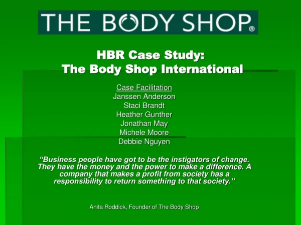 HBR Case Study:   The Body Shop International