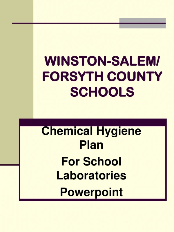 WINSTON-SALEM/ FORSYTH COUNTY SCHOOLS