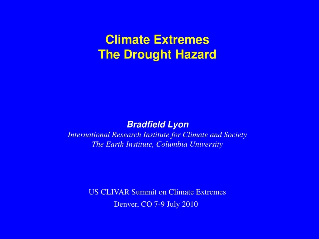 climate extremes the drought hazard bradfield