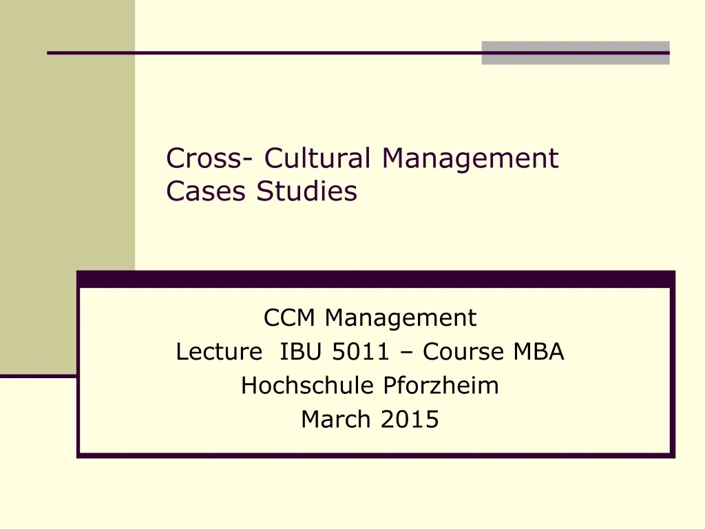 cross cultural management cases studies