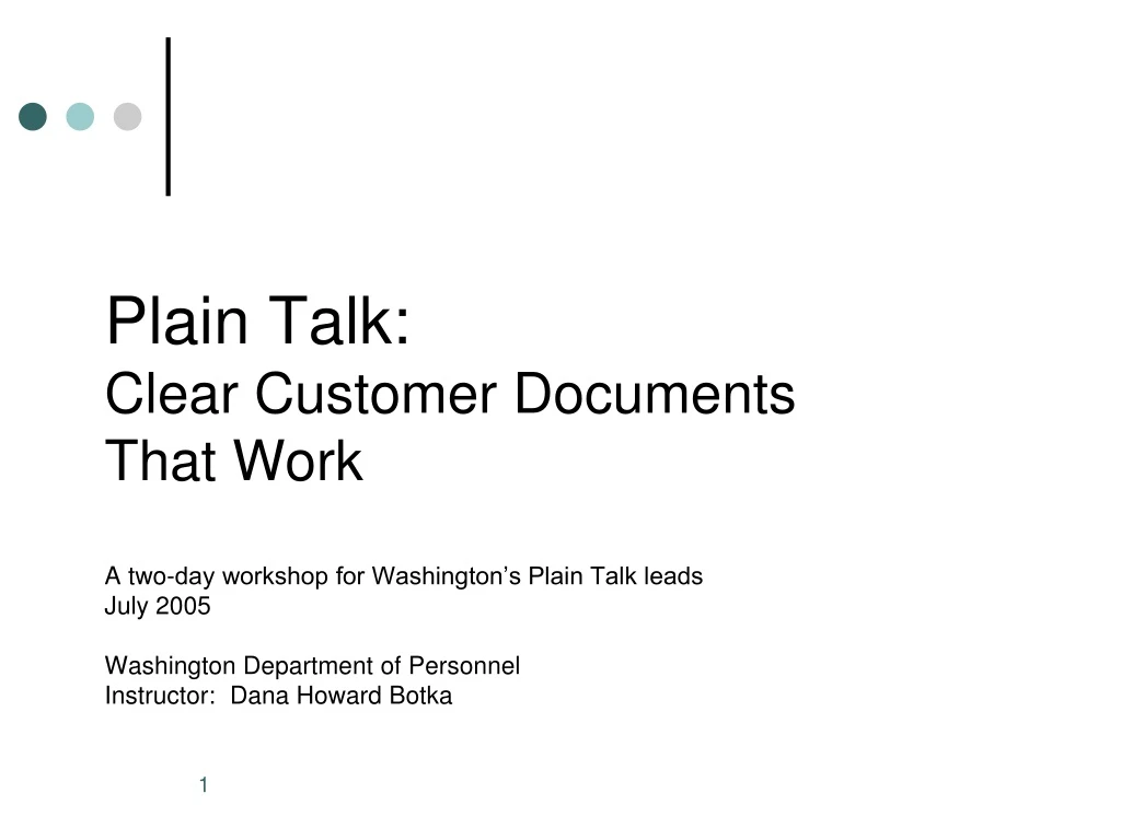 plain talk clear customer documents that work