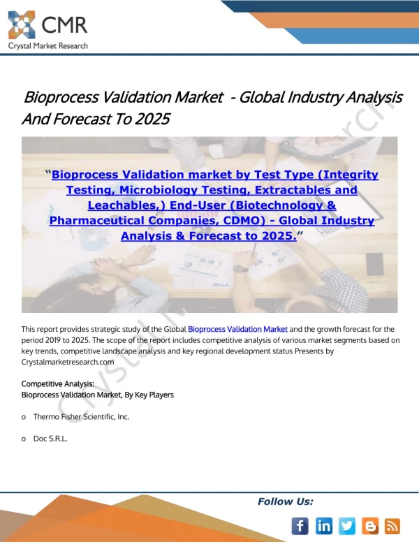 Bioprocess Validation MarketBioprocess Validation Market