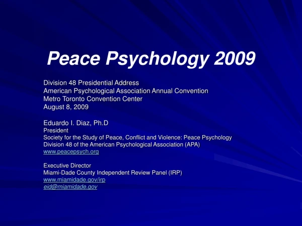 Peace Psychology 2009