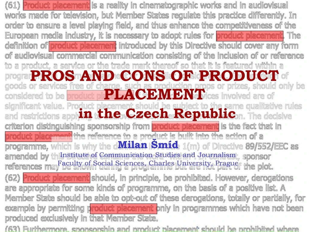 pros and cons of product placement in the czech