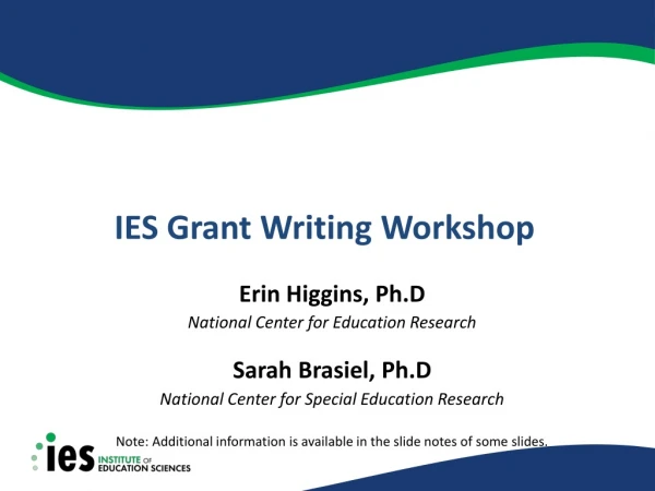 IES Grant Writing Workshop