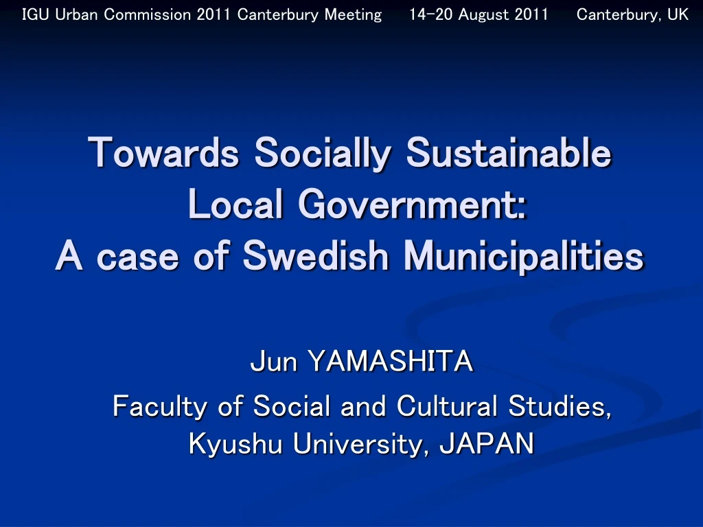 towards socially sustainable local government a case of swedish municipalities