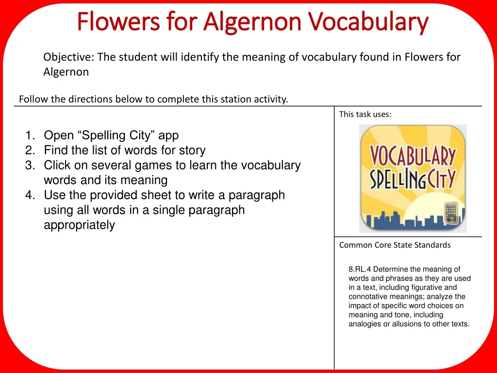 flowers for algernon vocabulary