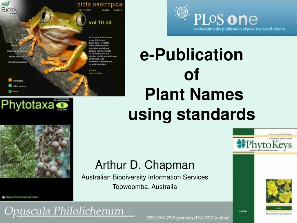 e publication of plant names using standards