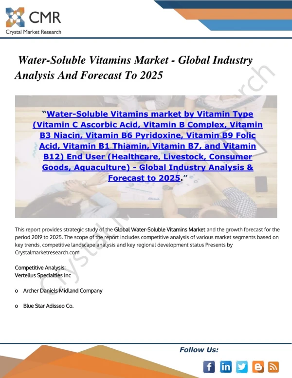 Water-Soluble Vitamins Market