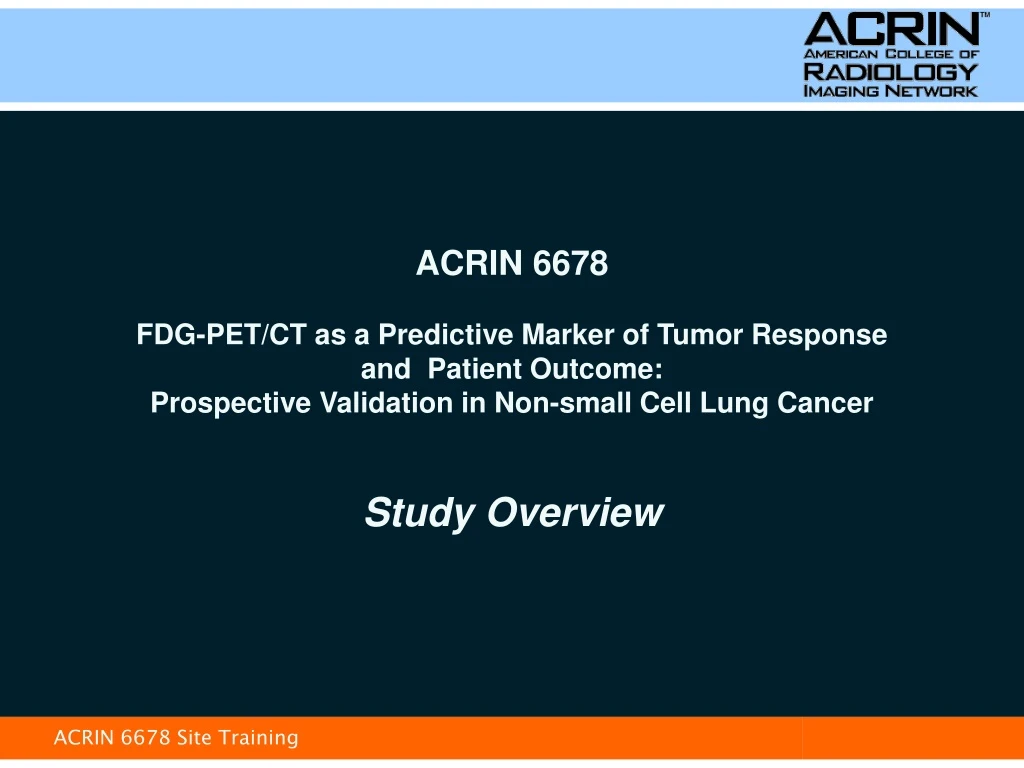 acrin 6678 fdg pet ct as a predictive marker