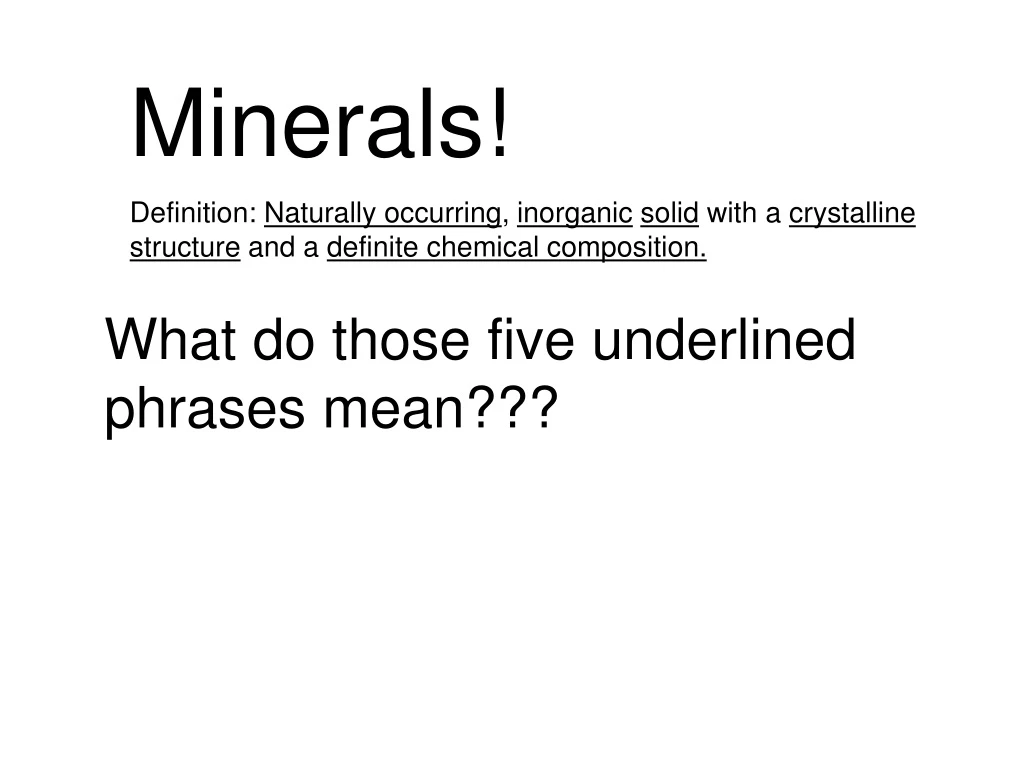 minerals definition naturally occurring inorganic