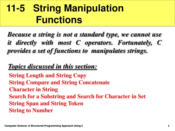 11-5   String Manipulation             Functions