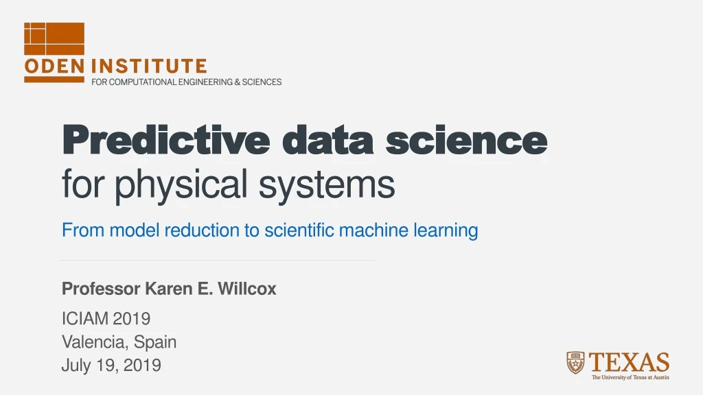 predictive data science for physical systems