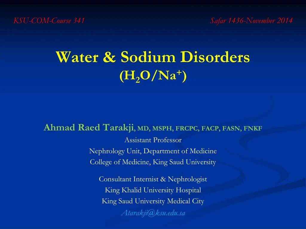 water sodium disorders h 2 o na